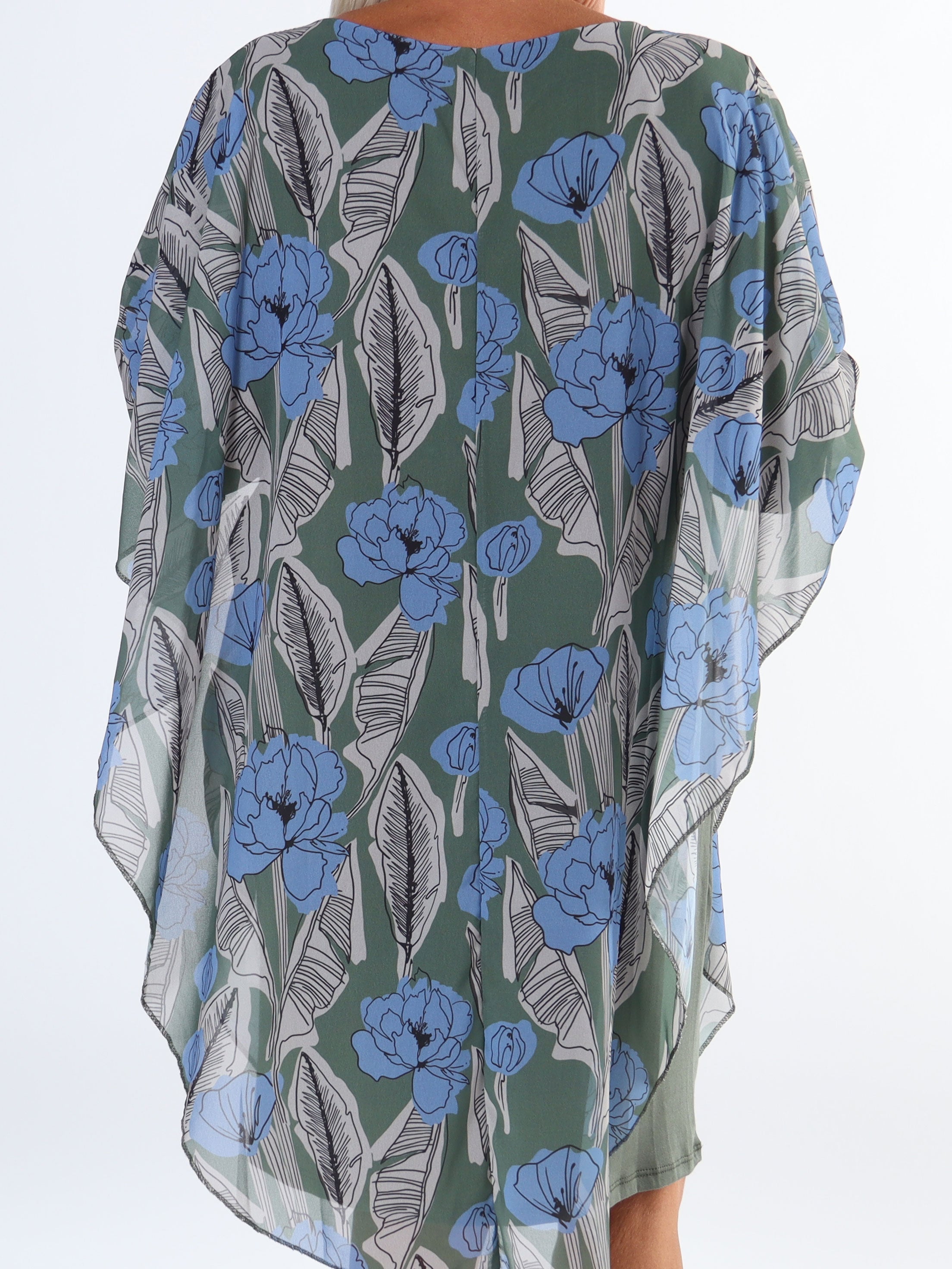 Kenya Feather Long Sleeve - Plus size tunikaklänning med chiffonglager